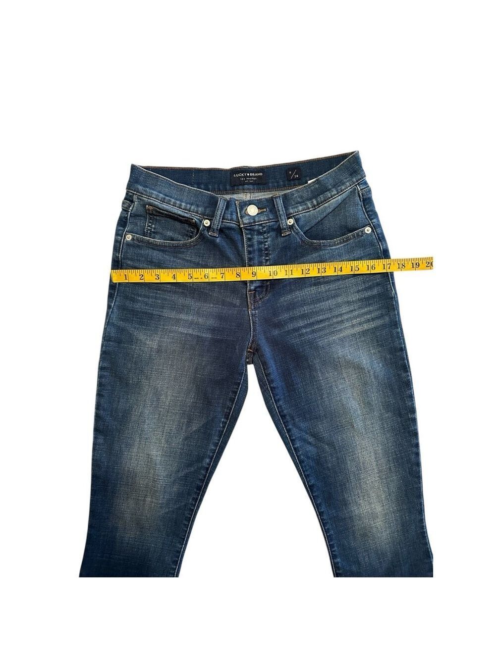 Lucky Brand Mid Rise Crop AVA Jeans Womens Size 6 / 28 Blue Denim Tapered Leg - Picture 10 of 16
